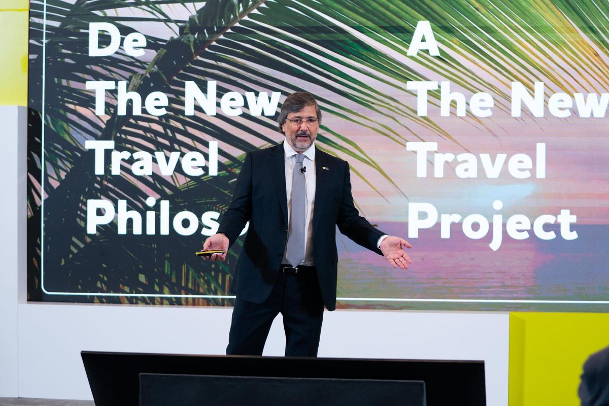 Gabriel Subías, CEO de World2meet, en rueda de prensa en el marco de la feria Fitur, en Madrid.