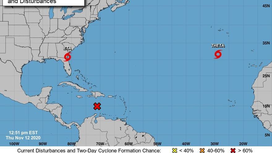 Evolución de la tormenta tropical &#039;Theta&#039;.