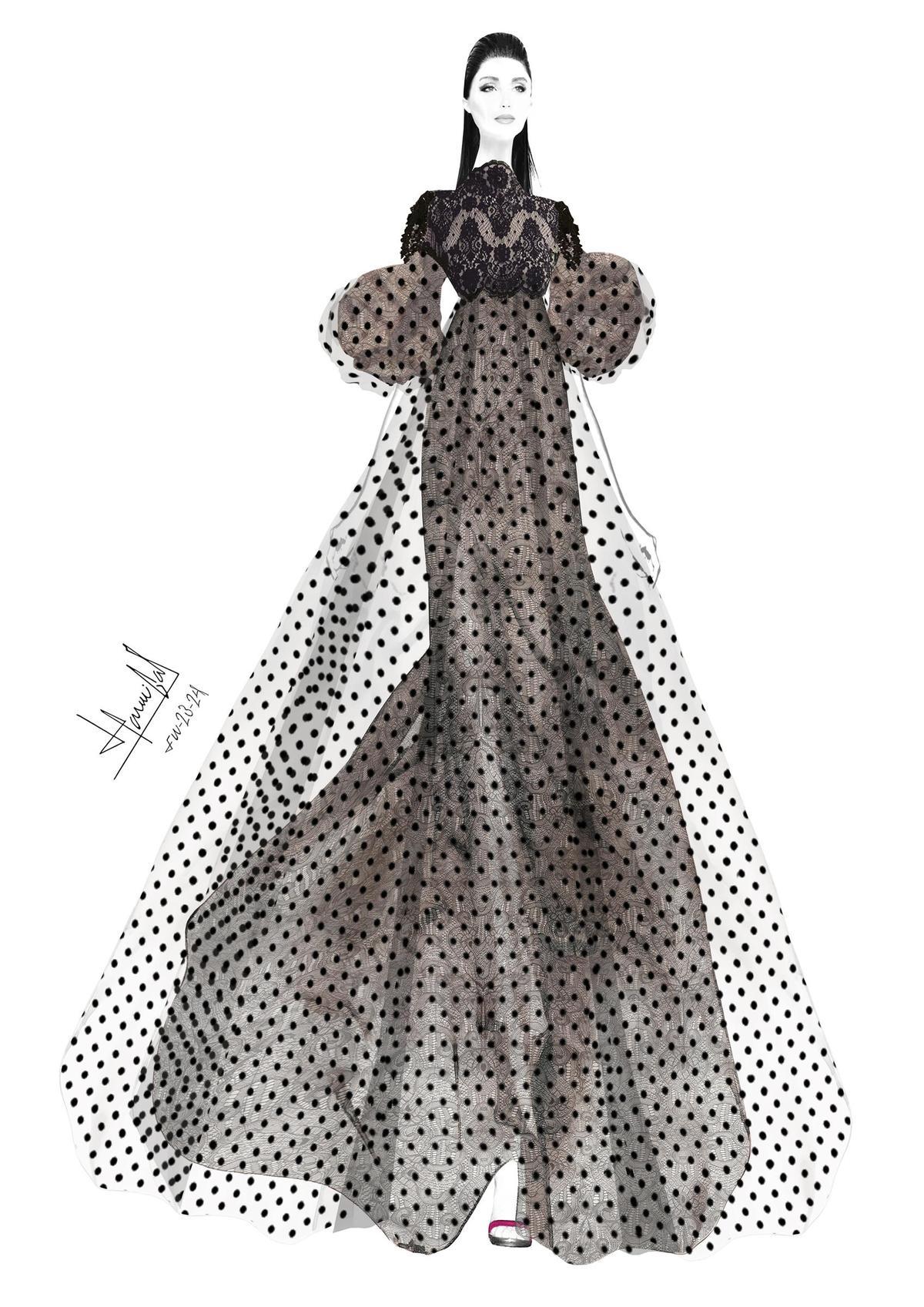 Boceto de uno de los diseños de la nueva colección de Hannibal Laguna.