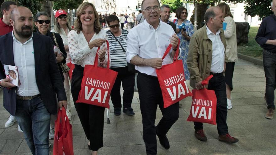 José Manuel Lage, Pilar Alegría, Xosé Sánchez Bugallo e Xaquín Fernández Leiceaga na Alameda / Jesús prieto