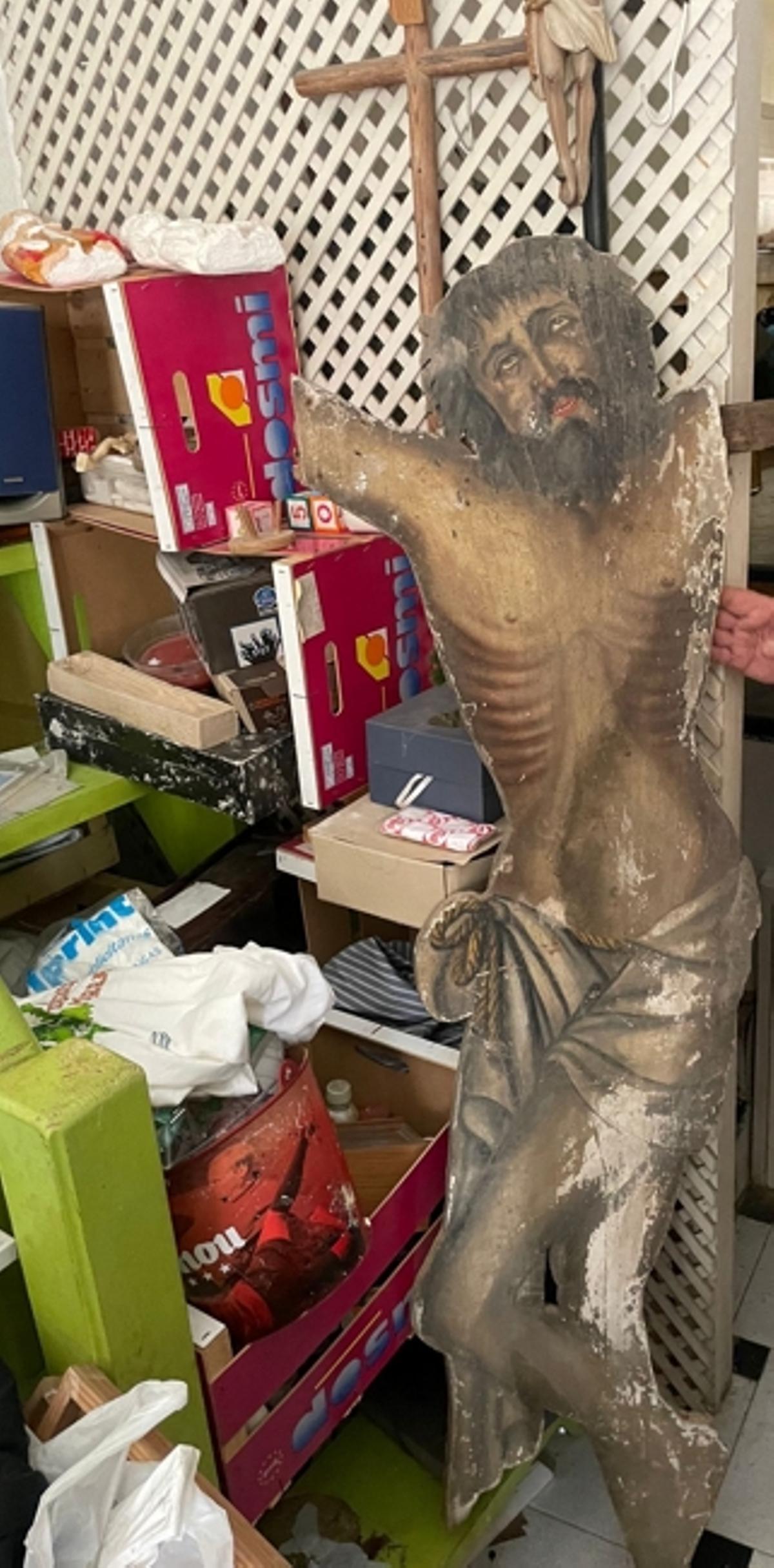 La talla entera de la figura de Gestas, el "mal ladrón" crucificado junto a Jesucristo.