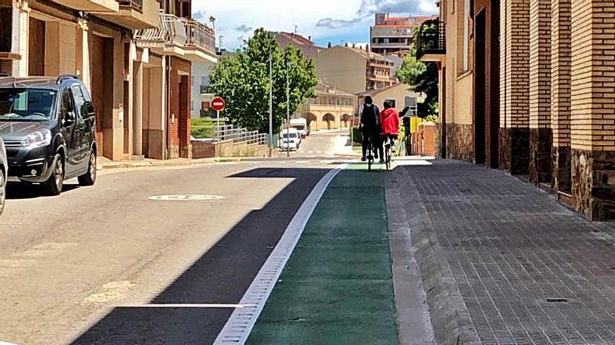 Carril bici habilitat al carrer Manresa d&#039;Artés