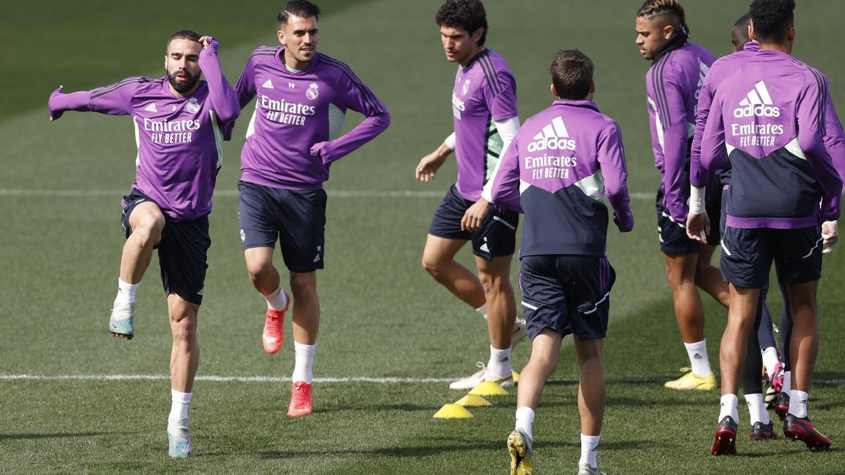 Entrenamiento del Madrid, Benzema y Mendy apuran para la 'Champions'