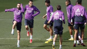 Entrenamiento del Madrid, Benzema y Mendy apuran para la Champions