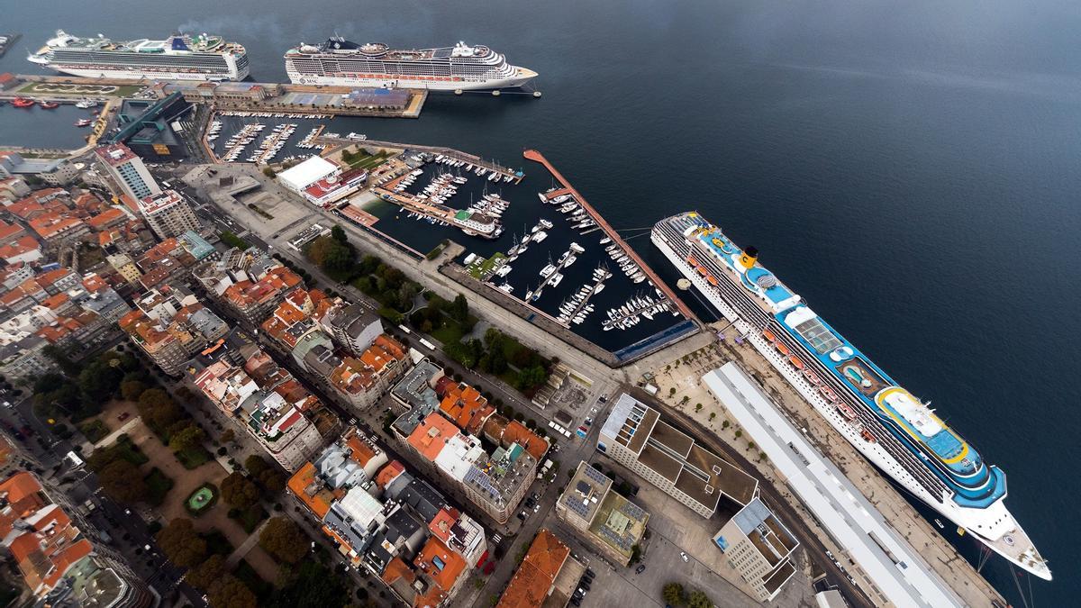 Vista aérea actual del paseo de As Avenidas, en Vigo.