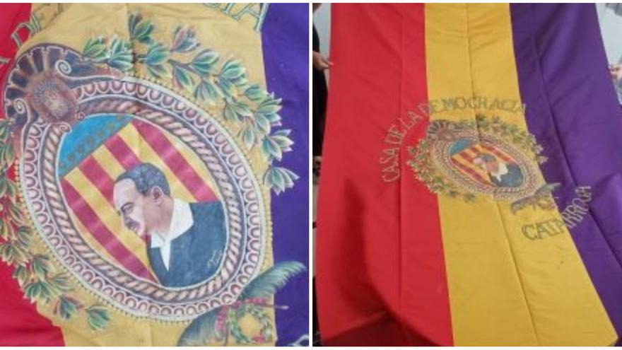Aparece una bandera con el rostro de Blasco Ibáñez, escondida 90 años en Catarroja