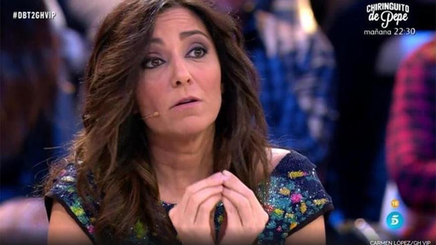 Carmen López, en el plató de Telecinco