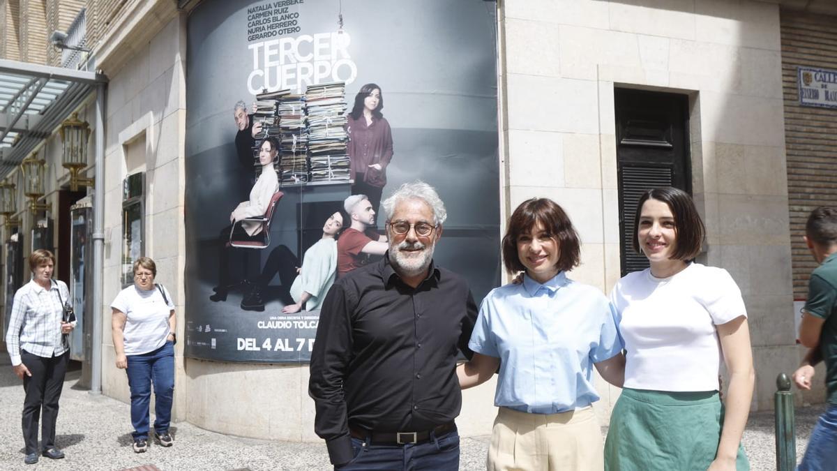 Carlos Blanco, Natalia Verbeke y Nuria Herrero, este jueves en el Teatro Principal de Zaragoza.