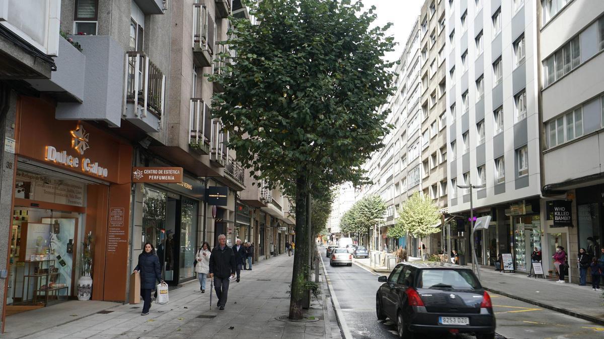 Imagen del tramo de la rúa Xeneral Pardiñas que permanecerá cortada al tráfico este sábado 9 de mayo