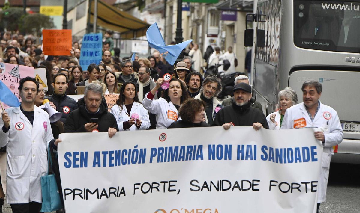 Protesta de médicos de Atención Primaria en Vigo el pasado mes de marzo.