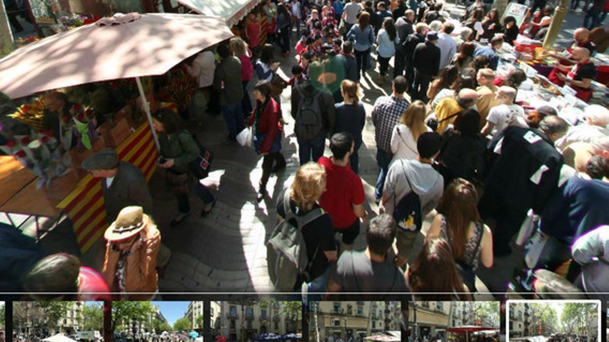 Fotografías panorámicas de la diada de Sant Jordi