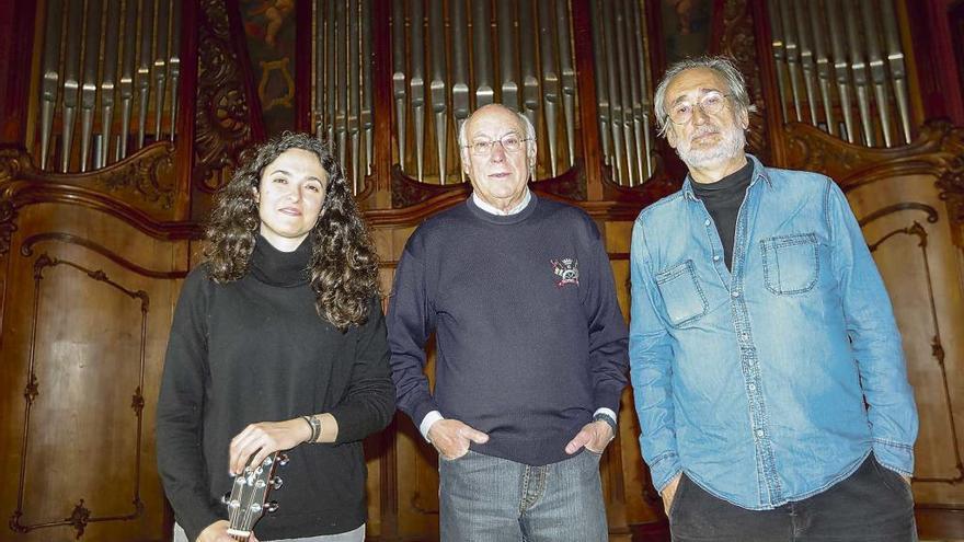 La cantante Mariona Forteza, el actor Joan Bibiloni y el escritor y periodista Carlos Garrido.