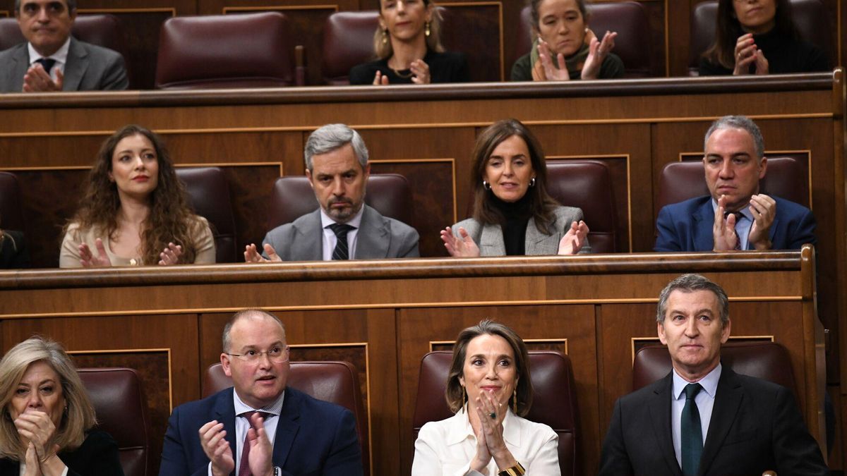 Parte de la bancada del PP, este miércoles, con Feijóo en primera fila.
