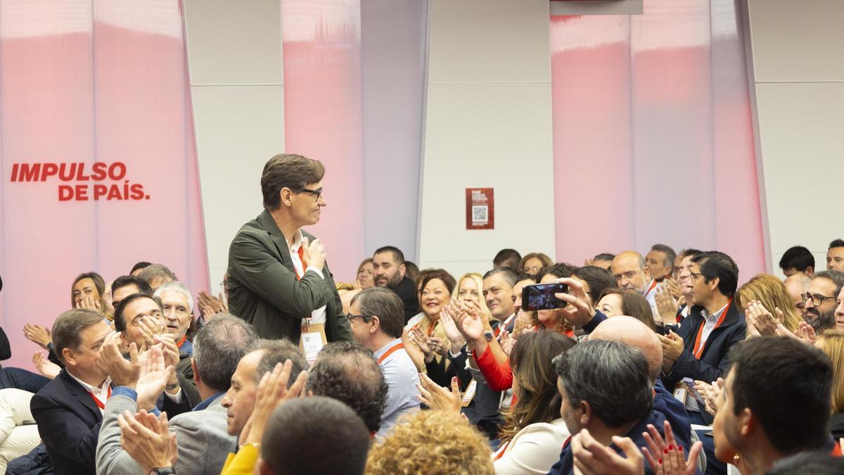 El líder y candidato del PSC, Salvador Illa, en el Comité Federal del PSOE del pasado sábado