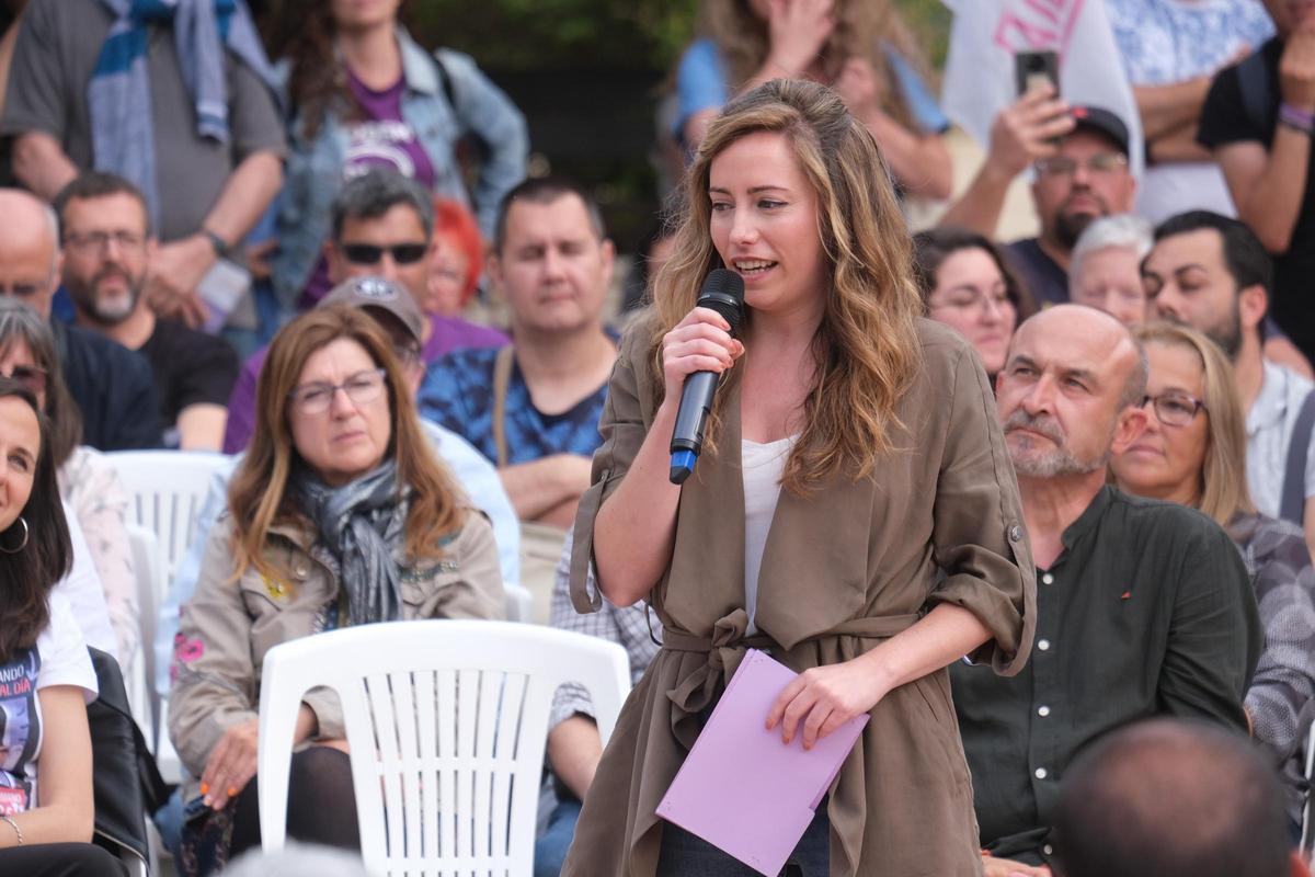 María Teresa Pérez, en un mitin de Podemos en Alicante.