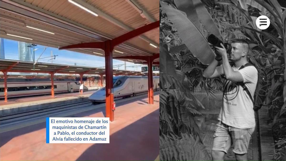 El sentido homenaje de los maquinistas de Renfe en la estación de Chamartín a Pablo, su compañero fallecido en el trágico accidente de Adamuz