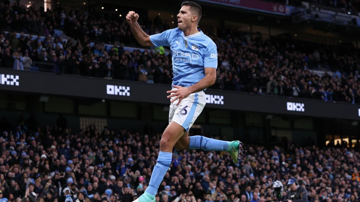 Rodri celebra un gol con el City