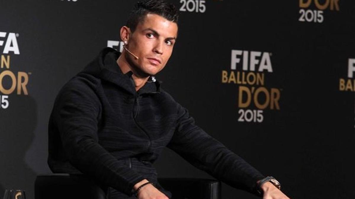 Cristiano Ronaldo, en la rueda de prensa del Balón de Oro 2015