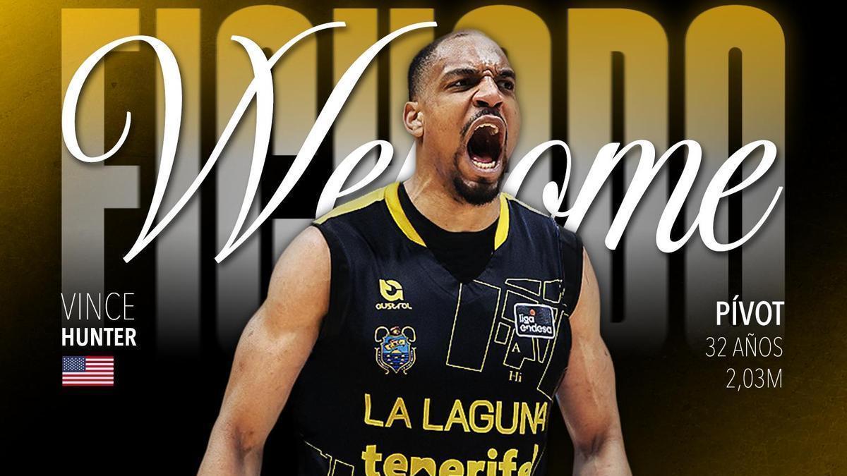 Vince Hunter en la imagen de anuncio de llegada al CB Canarias.