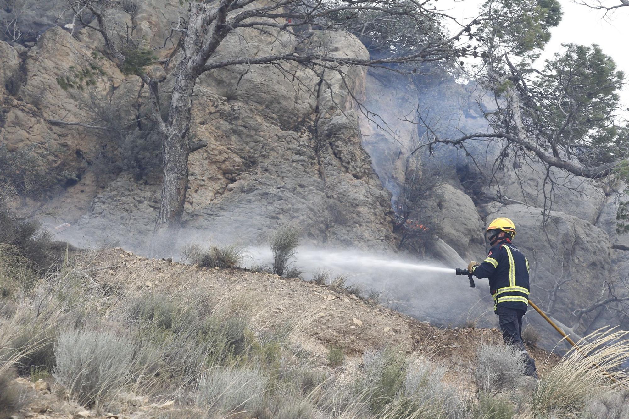 Fuerte incendio forestal en Aigües en una zona llena de chalés y cercana al casco urbano