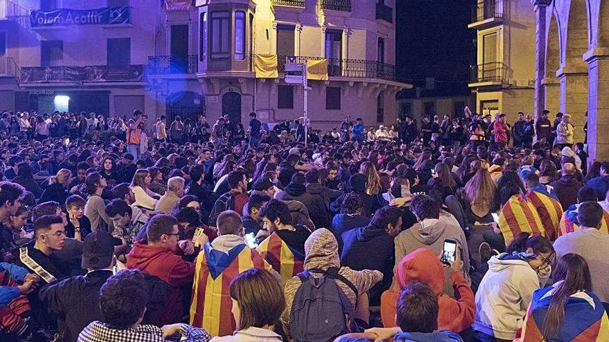 Manifestació i concentració en resposta a la sentència del procés als presos, fa un any a Manresa