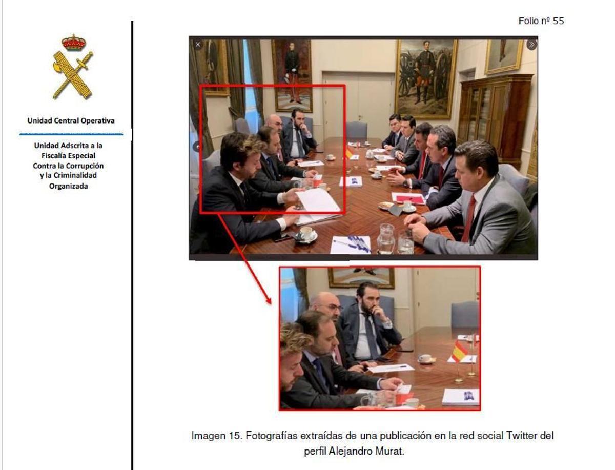 Imagen del sumario del caso Koldo en el que aparece un tuit de una reunión de Ábalos en México en la que participó Koldo García Izaguirre.