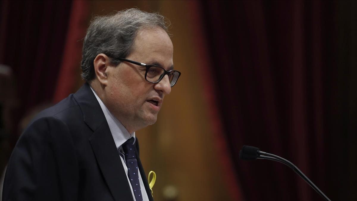 Quim Torra, durante el debate de investidura en el Parlament