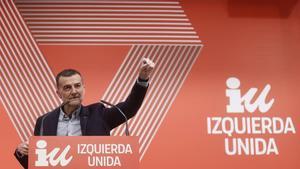 El nuevo coordinador general de IU, Antonio Maíllo, interviene en la XIII Asamblea Federal del partido en la sede de UGT en Madrid.