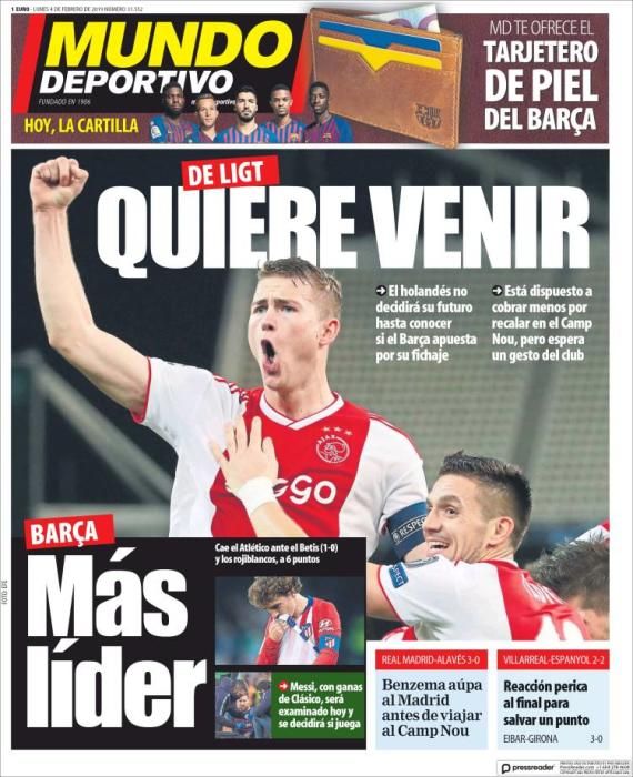 Portada MUNDO DEPORTIVO lunes 4 febrero 2019