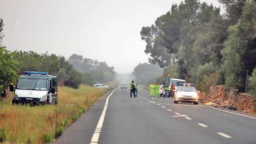 Imagen tras el accidente en la carretera de Sineu.