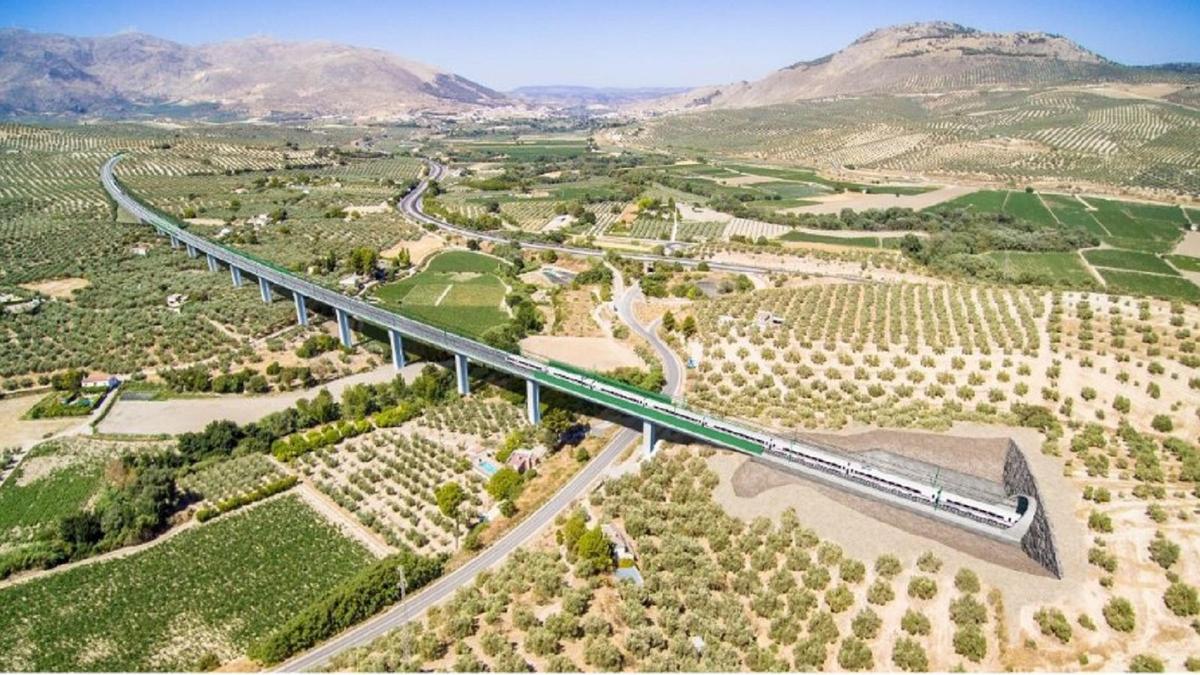 La Línea de Alta Velocidad Antequera - Granada deberá salvae el valle del Salar con un viaducto.