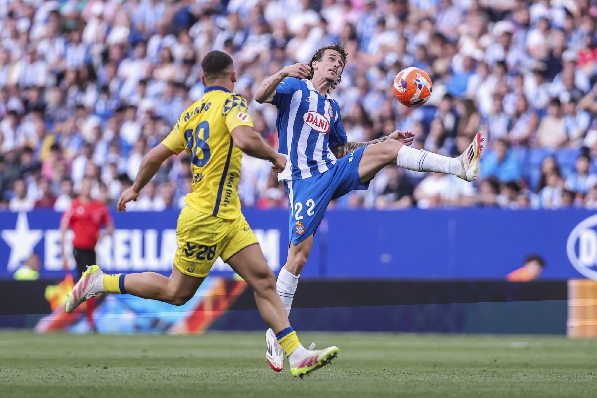 Carlos Romero of RCD Espanyol in action during the Spanish league, La Liga EA Sports, football match played between RCD Espanyol and UD Las Palmas at RCDE Stadium on May 24, 2025 in Cornella, Barcelona, Spain. AFP7 24/05/2025 ONLY FOR USE IN SPAIN. Javier Borrego / AFP7 / Europa Press;2025;SPORT;ZSPORT;SOCCER;ZSOCCER;RCD Espanyol v UD Las Palmas - La Liga EA Sports;
