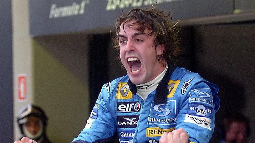 Fernando Alonso celebra el campeonato del mundo de Fórmula 1