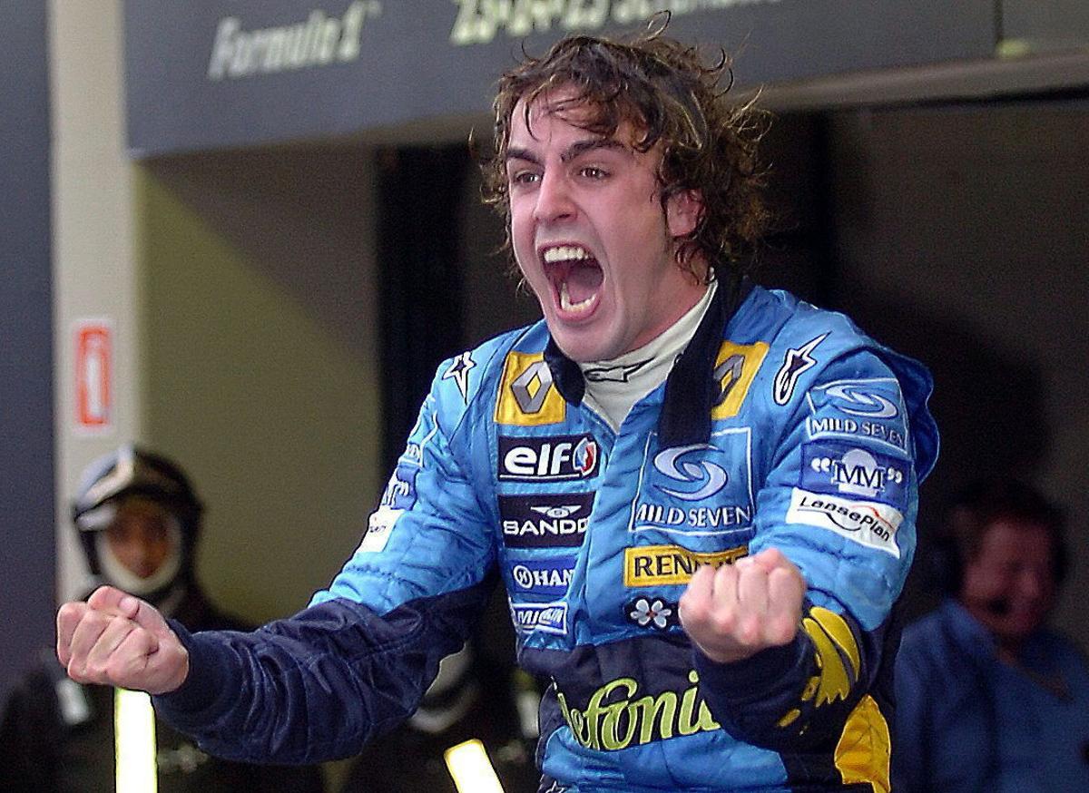 Fernando Alonso celebra el campeonato del mundo de Fórmula 1
