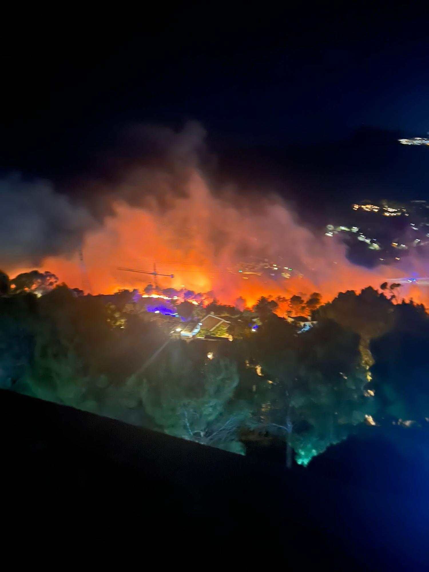 Estas son las imágenes del incendio de Altea Hills y el Mascarat