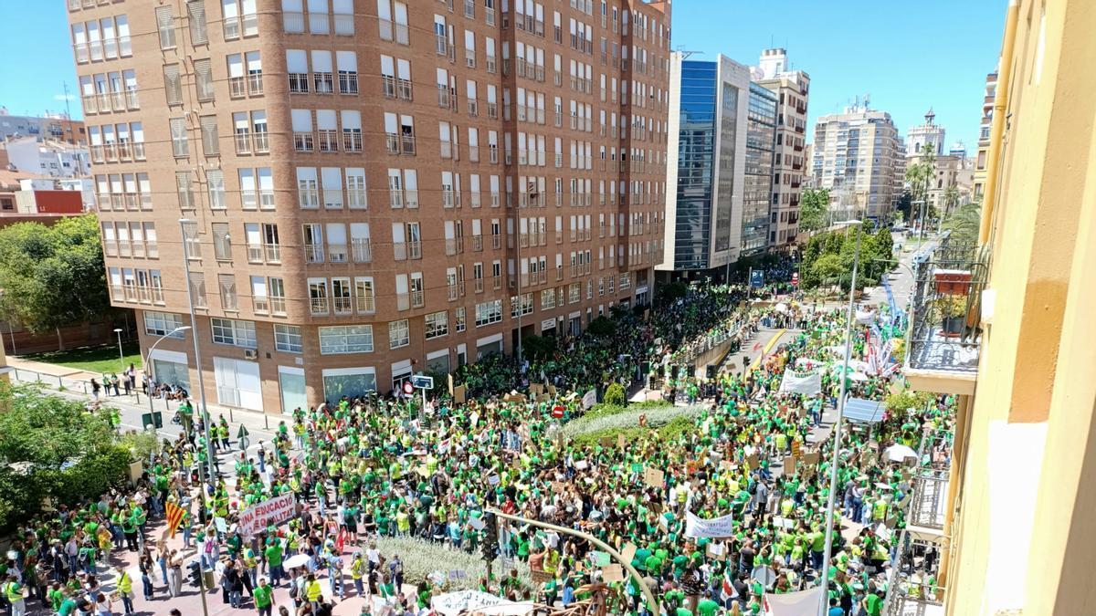 Aspecto a la manifestación de Castelló, este lunes por la mañana.