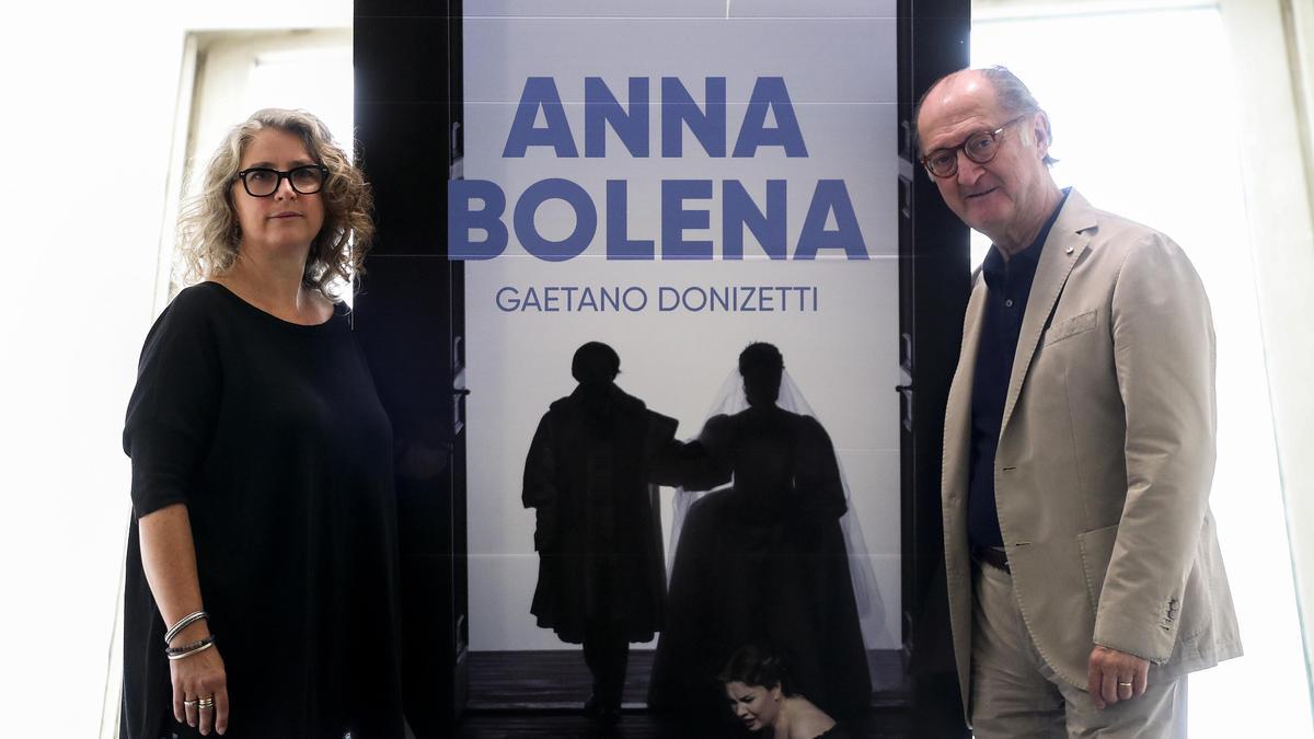 Jetske Mijnssen y Maurizio Benini en la presentación de &quot;Anna Bolena&quot; hoy en Les Arts