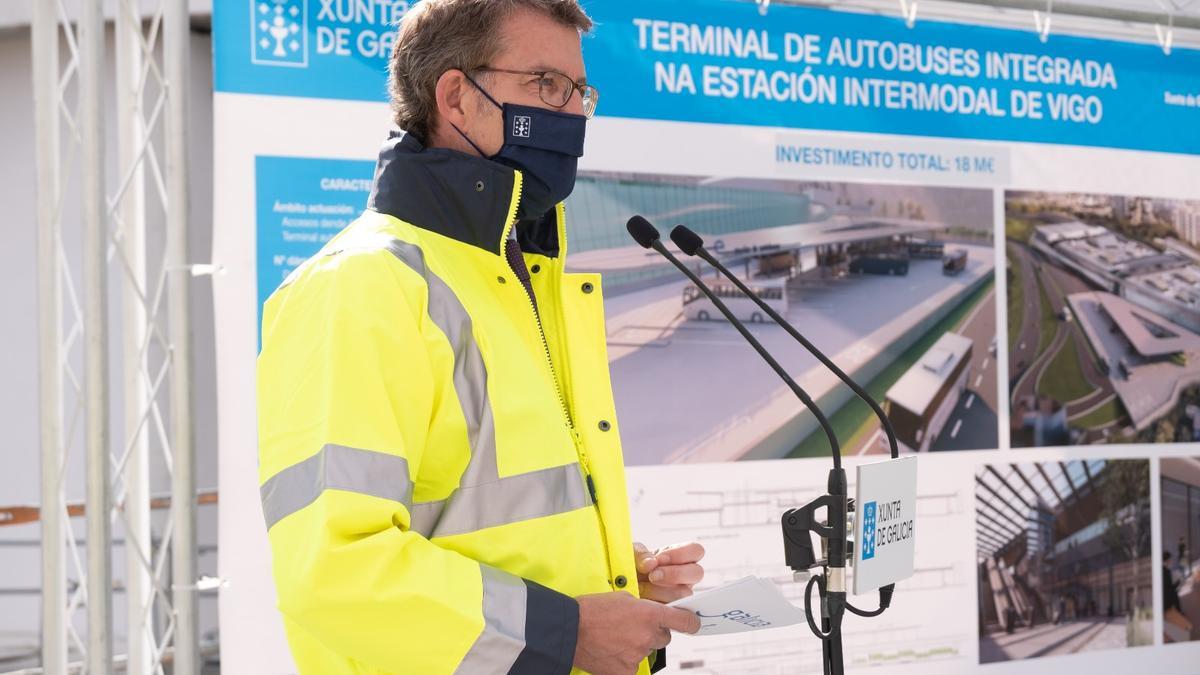 Alberto Núñez Feijóo, en la presentación de la estación de autobuses de Vigo