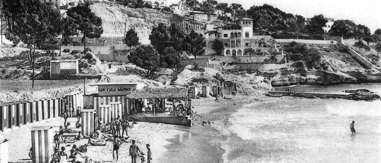 La playa de Cala Major en los años 40 del siglo pasado.