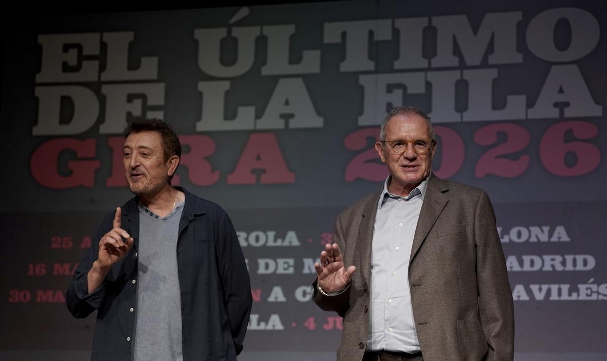 Manolo García y Quimi Portet, en la presentación de la gira de El Último de la Fila, en mayo de 2025.