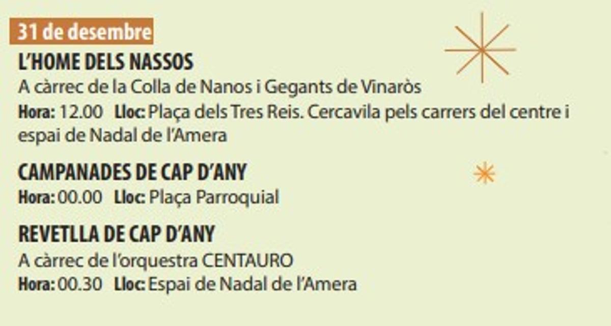 Programación de Fin de Año en Vinaròs