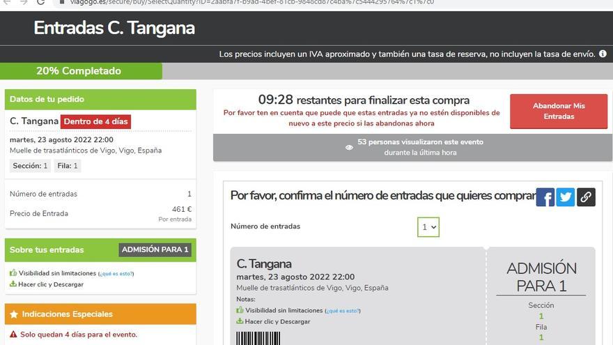 Venta para C Tangana para el directo de Vigo.