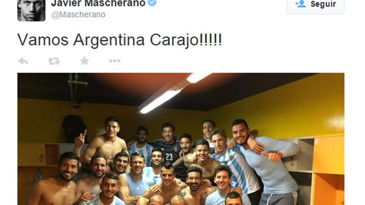 La imagen de Javier Mascherano en su cuenta de Twitter