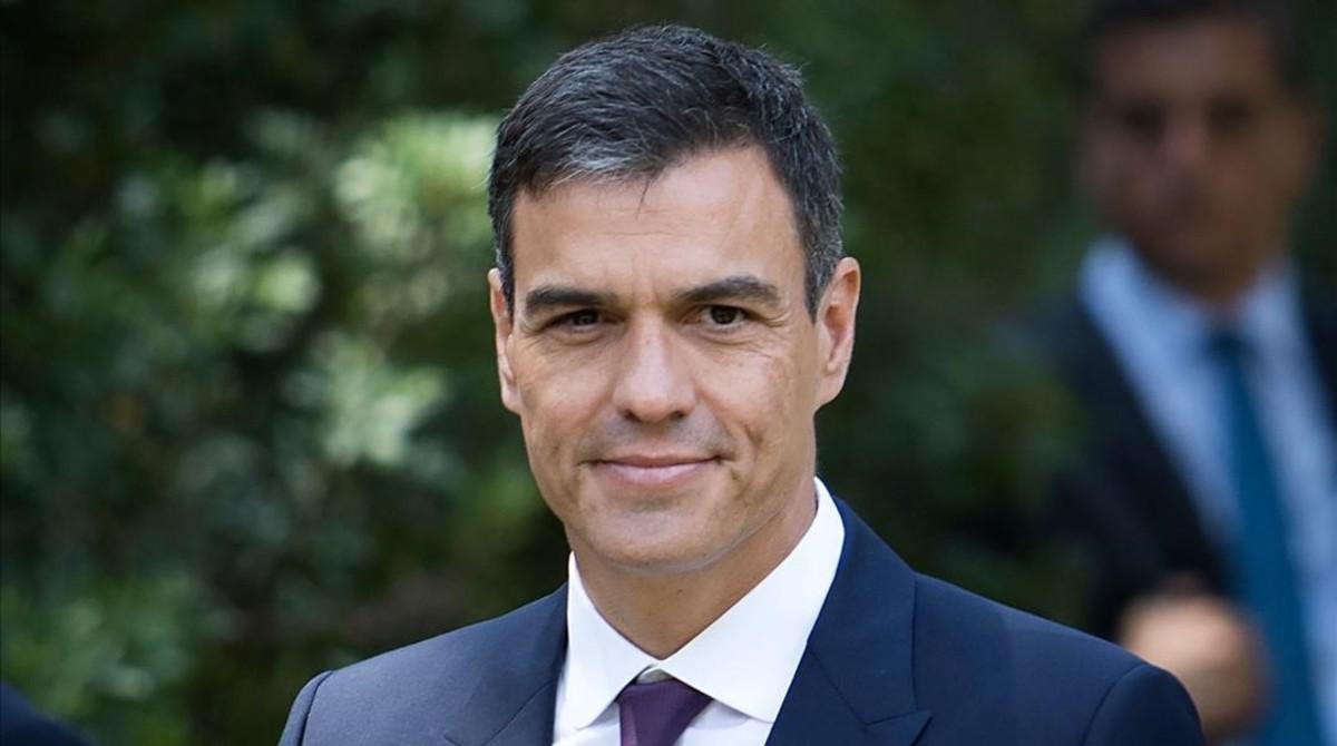 Pedro Sánchez en su reunión con el Rey este lunes. 