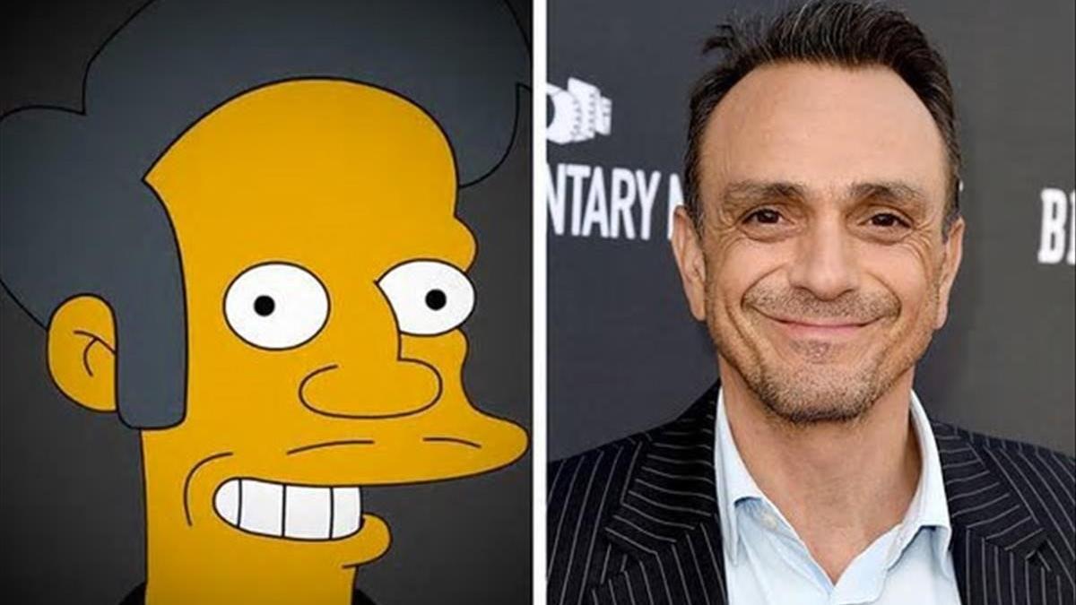 Apu, el personaje de 'Los Simpson', y Hank Azria, el actor que le da voz.