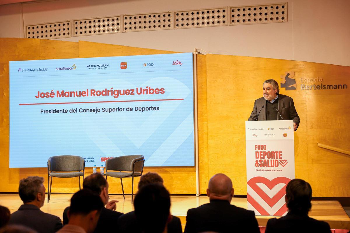 José Manuel Rodríguez Uribes, presidente del Consejo Superior de Deportes, durante el acto de apertura del oro de Deporte y Salud organizado por SPORT y Prensa Ibérica.