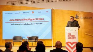 José Manuel Rodríguez Uribes, presidente del Consejo Superior de Deportes, durante el acto de apertura del oro de Deporte y Salud organizado por SPORT y Prensa Ibérica.