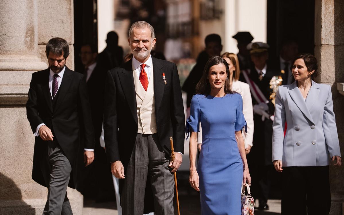 23.04.2026. MADRID. Entrada de Sus Majestades los Reyes al patio de la Universidad de Alcalá de Henares donde se celebrará la entrega de los Premios Cervantes 2026. Foto: Alba Vigaray