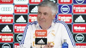 El entrenador del Real Madrid, Carlo Ancelotti, durante rueda de prensa.