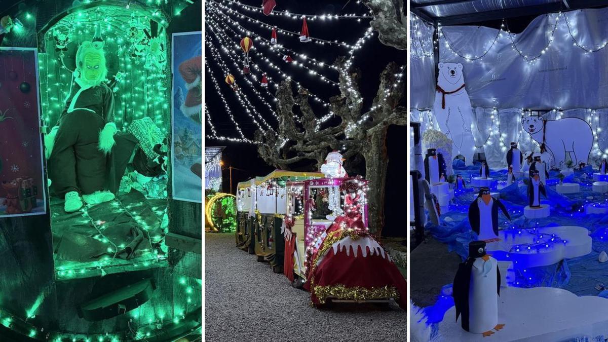 Tres rincones de la decoración navideña de Andrín, en Llanes